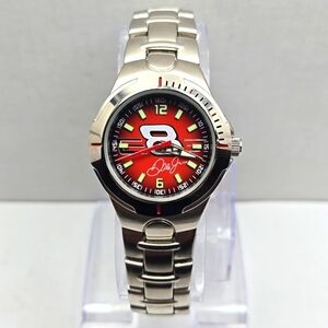 Womens Dale Earnhardt Jr. 8 Nascar 30mm Watch Black Silver Tone New Battery